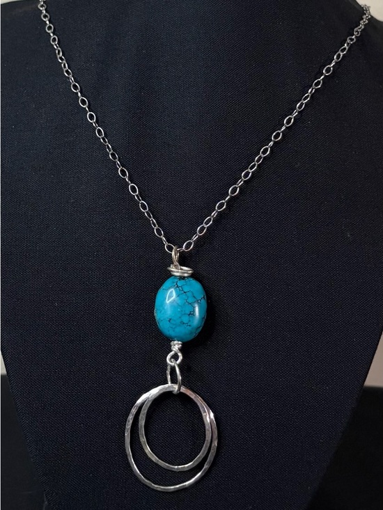 Sterling Silver Turquoise Argentium Artisan Hand Crafted Necklace - Picture 2 of 8